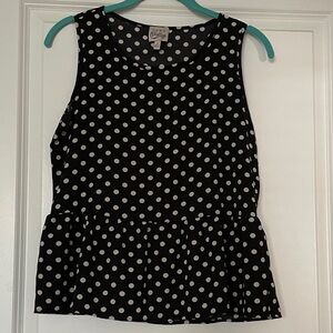 Polka Dot Sleeveless Peplum Top